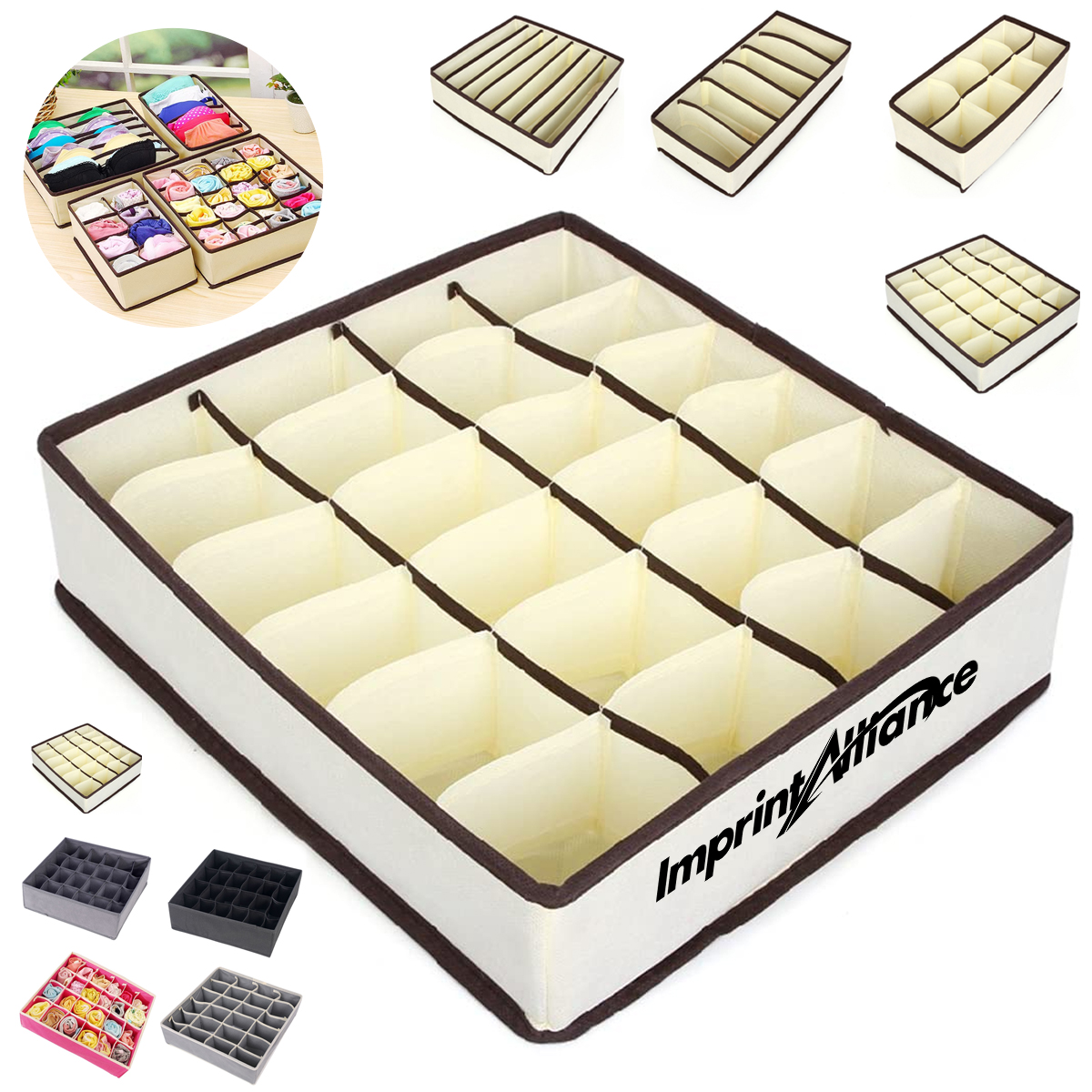 Foldable 16-Grid Fabric Drawer Organizer for Socks&Underwear