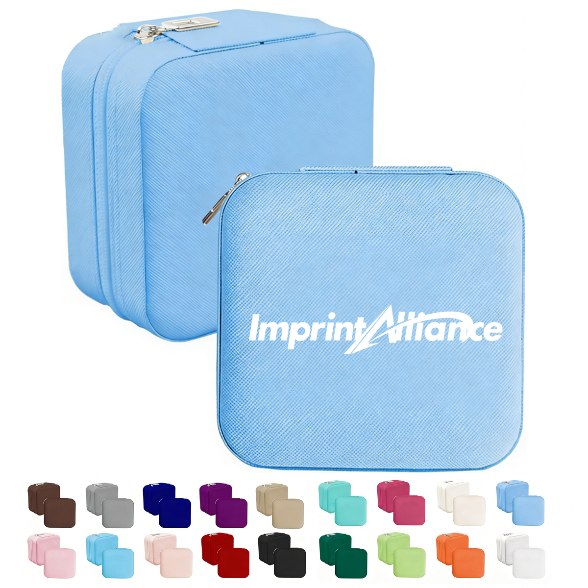 Portable PU Leather Travel Jewelry Organizer Case w/ Zipper