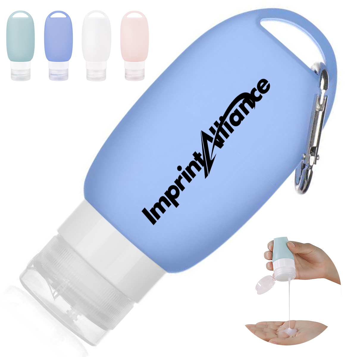 Portable Squeezable Silicone Travel Bottle w/ Carabiner Clip