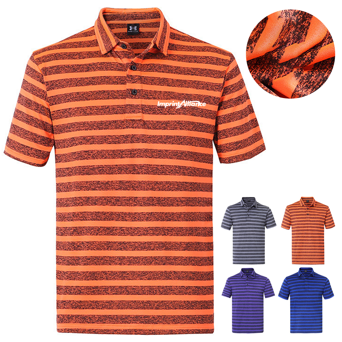 Performance Moisture-Wicking Striped Men's Golf Polo Shirt