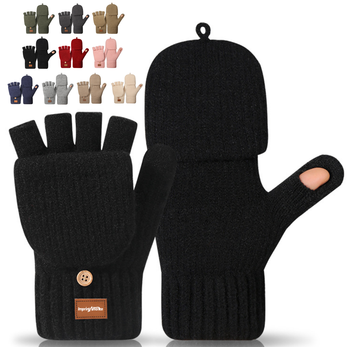 Fleece Lined Convertible Flip-Top Fingerless Mitten Gloves