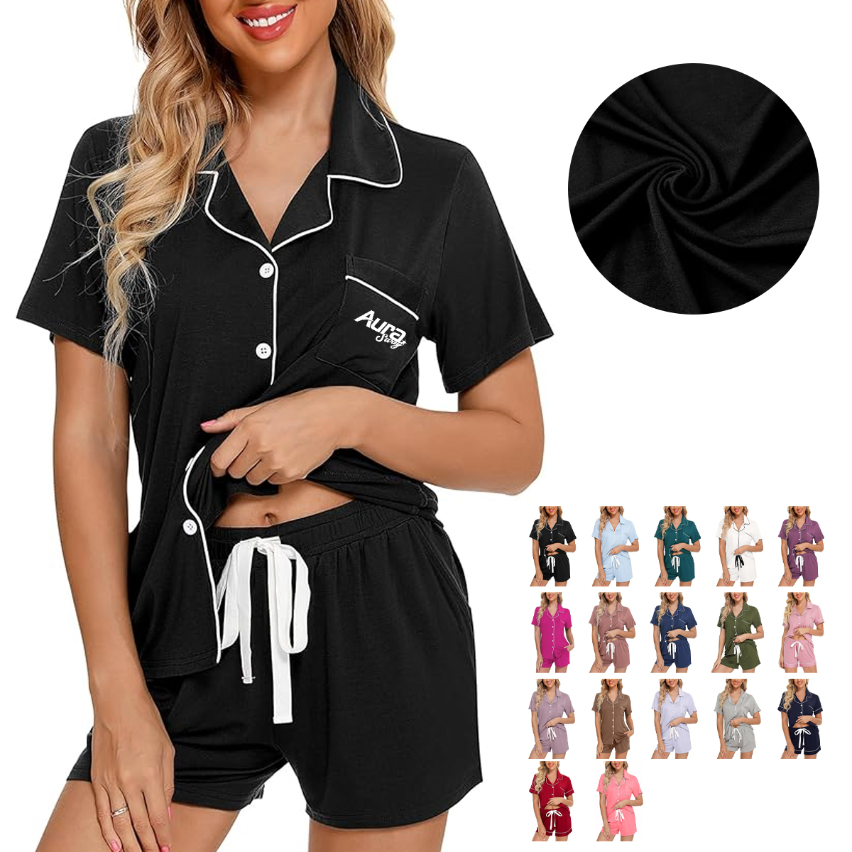 Soft Button-Down Short Sleeve Women's Pajama Lounge Set