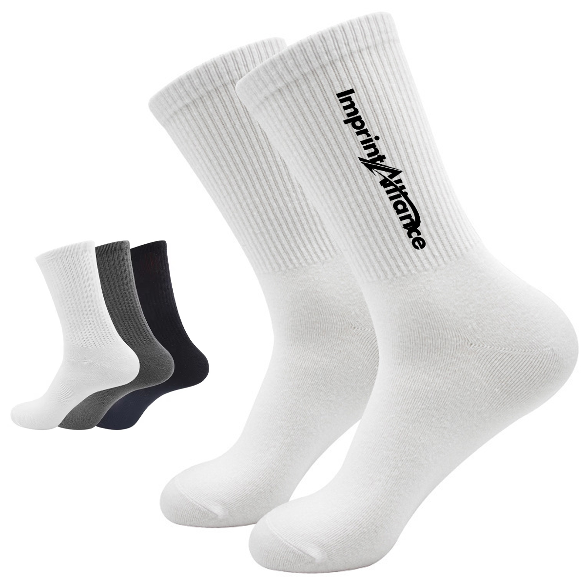 Classic White Cushion Cotton Blend Athletic Crew Socks
