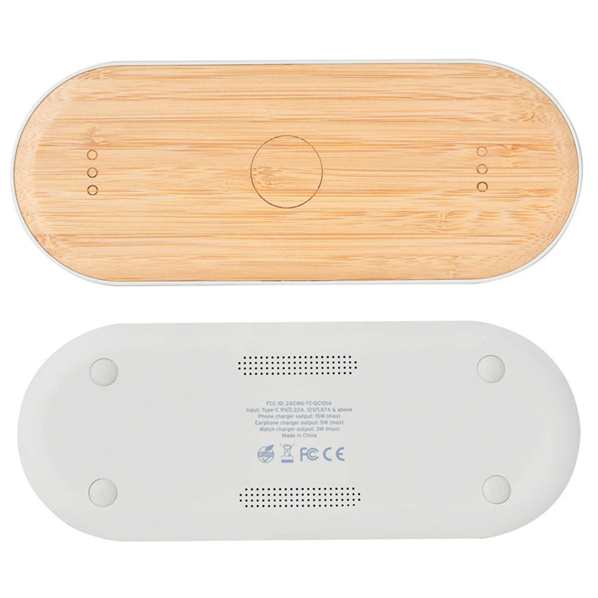 15W Bamboo 3-in-1 Wireless Charging Station