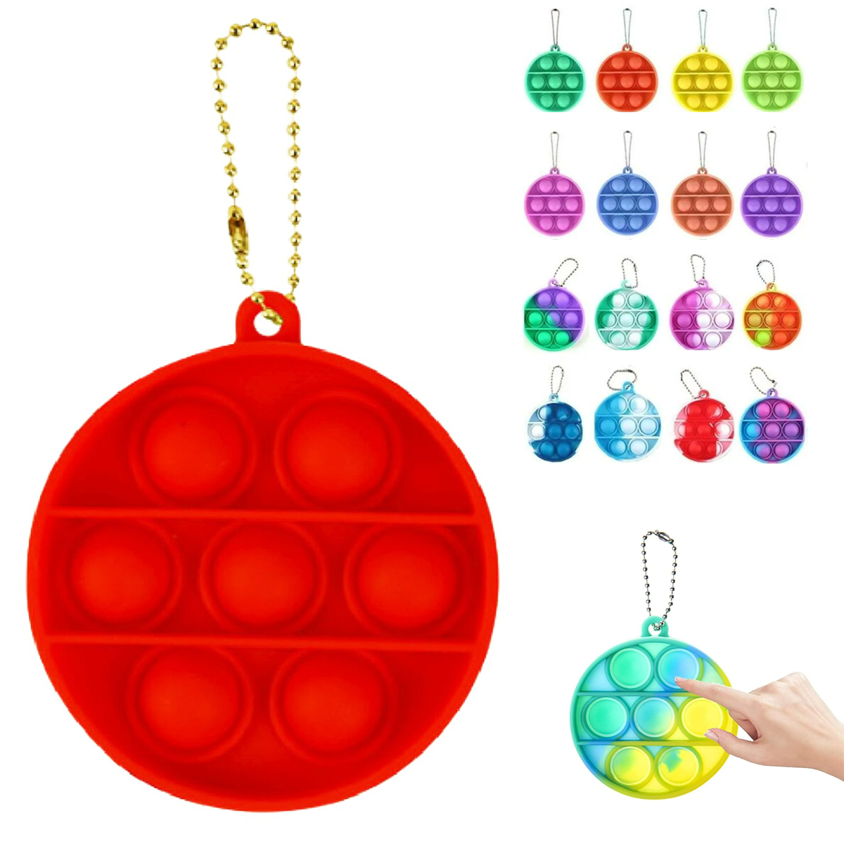 Round Pop Bubble Fidget Sensory Toy Keychain