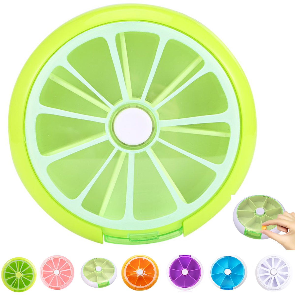 Portable 7 Day Rotating Pill Organizer Case