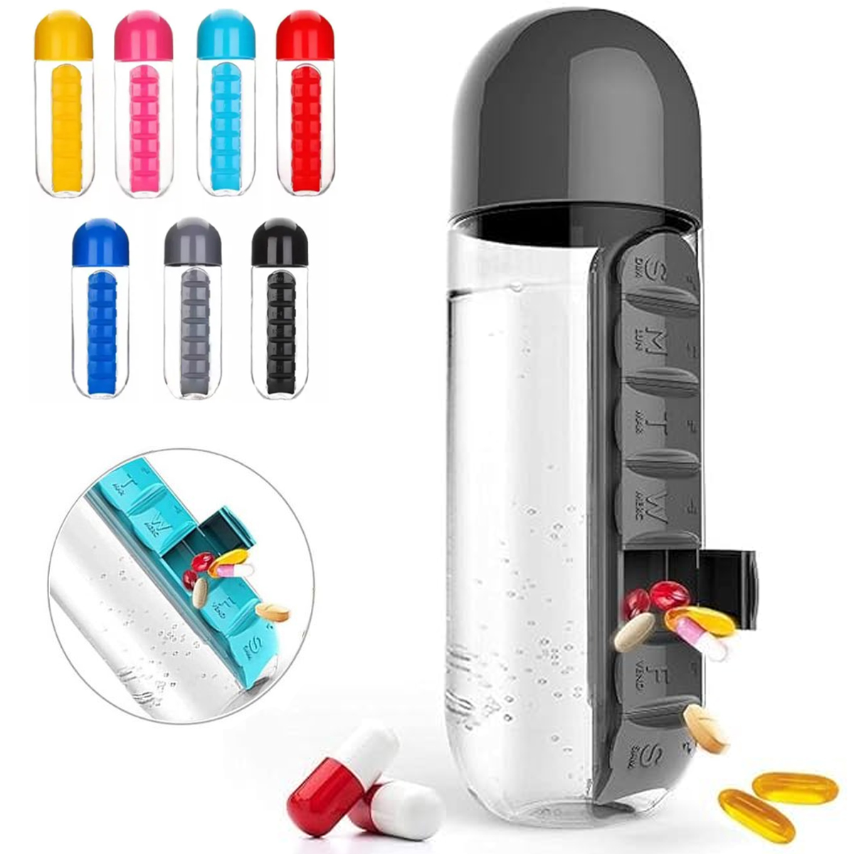 2-in-1 Pill Organizer Water Bottle