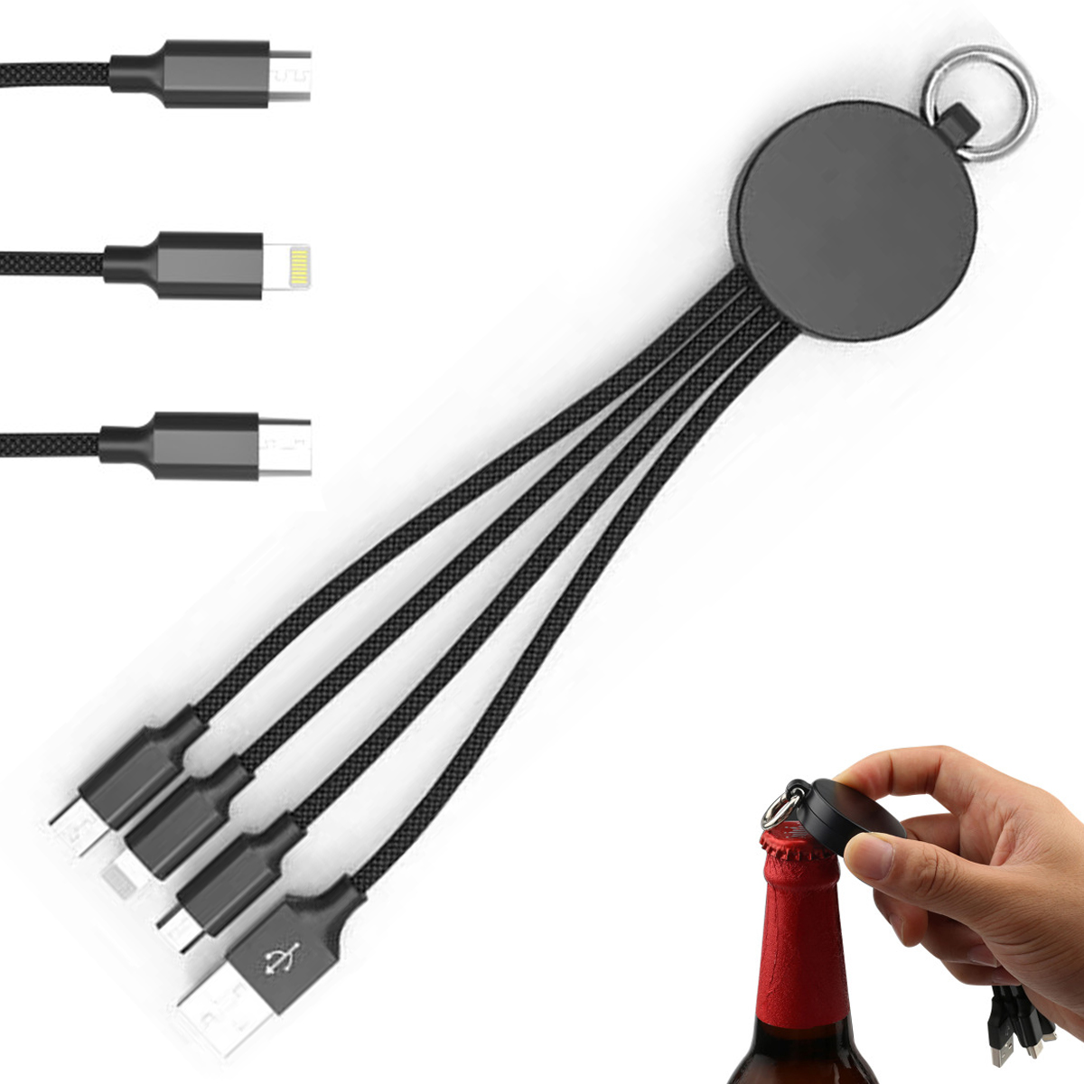 Bottle Opener Multi-Charging Cable Keychain
