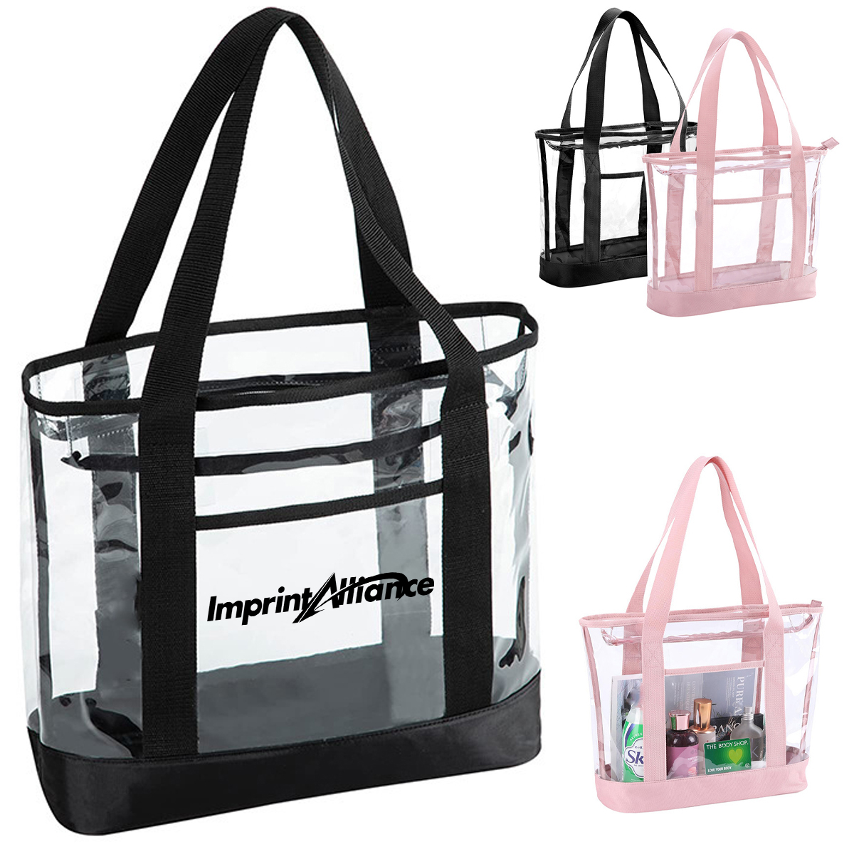 Stadium Approved Clear PVC Zippered Tote Bag With Handles