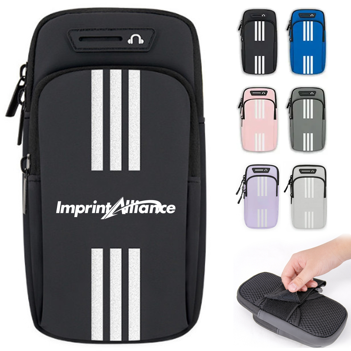 Reflective Dual-Pocket Sports Running Armband Phone Holder