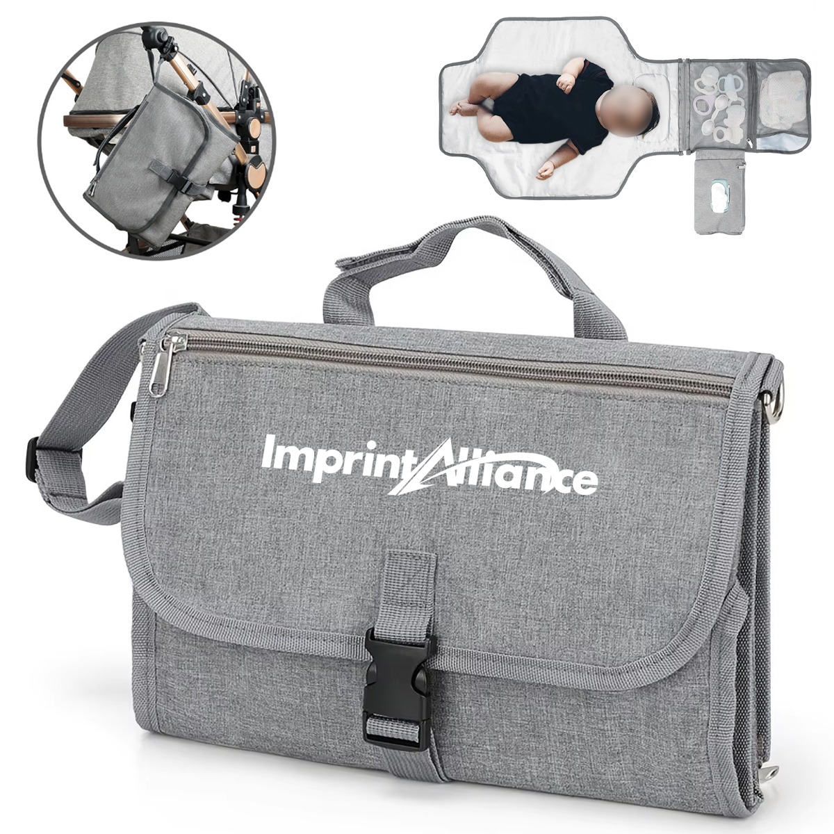 Waterproof Diaper Changing Pad Clutch & Stroller Organizer