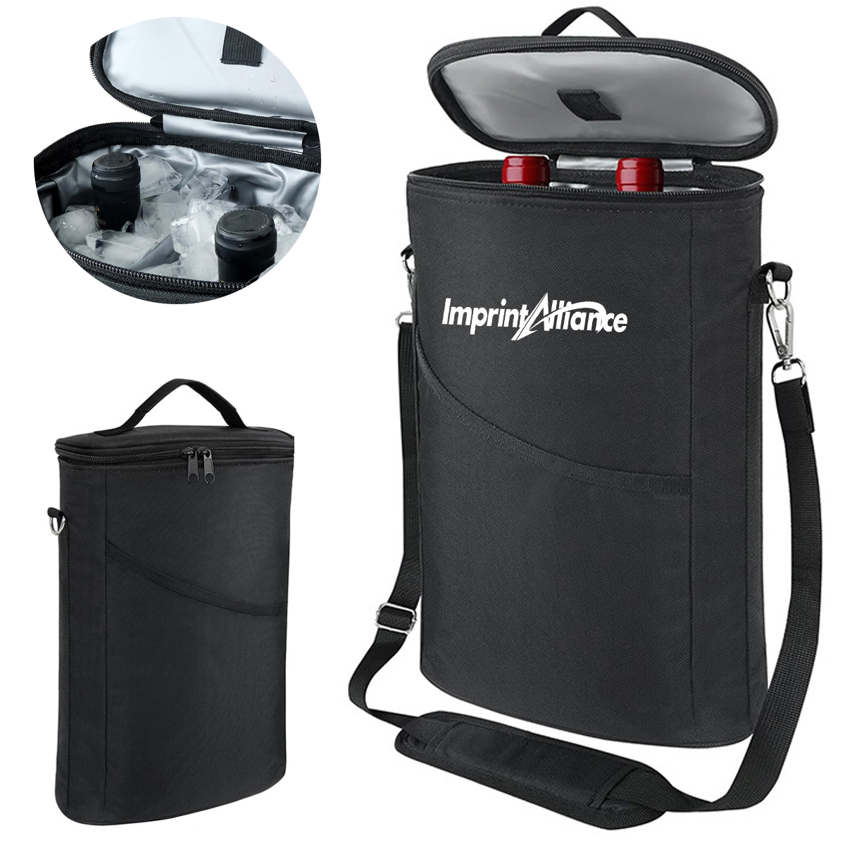Insulated Single Wine Bottle Carrier Tote W/ Shoulder Strap