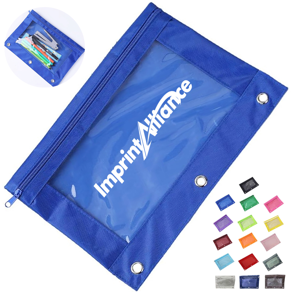 Mesh PVC Document Zipper Pouch Stationery Storage Bag