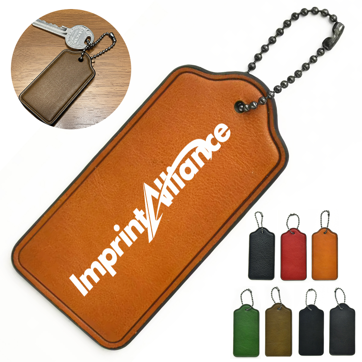 Genuine Leather Hang Tag with Chain