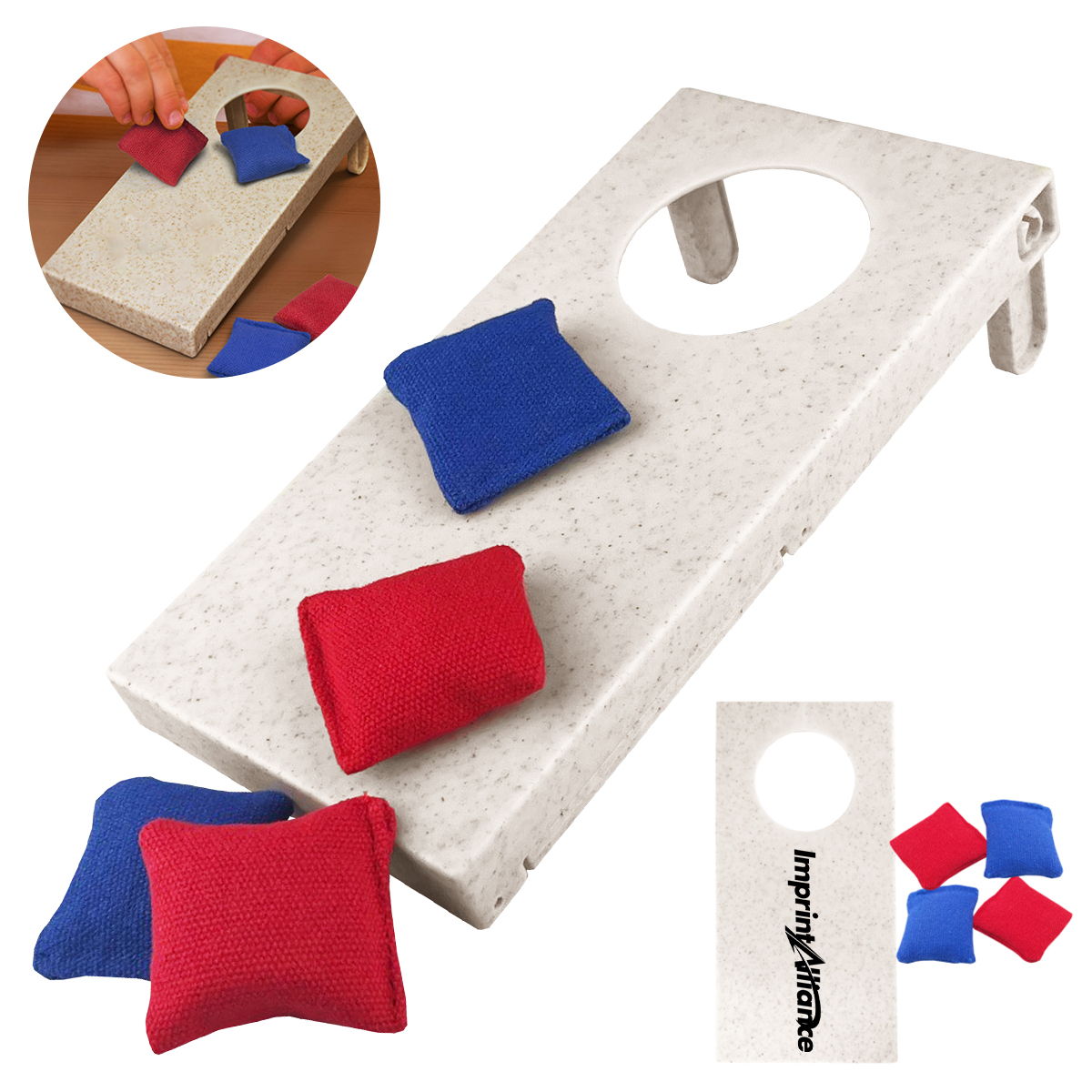Wheat Straw Desktop Cornhole Toss Game Set