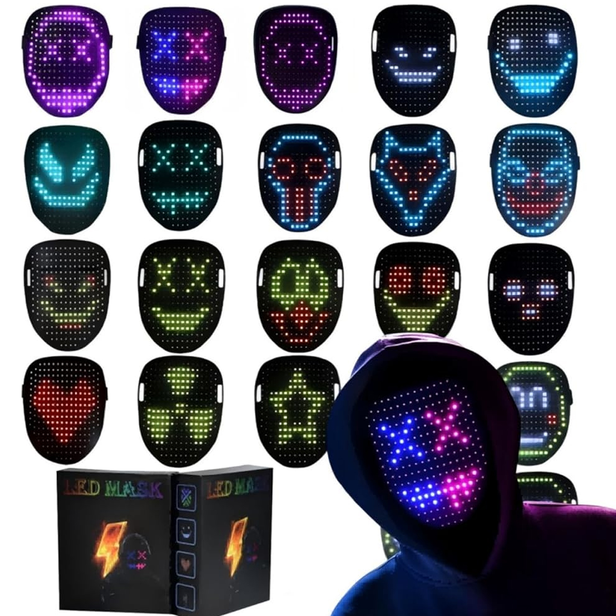 Face Changing LED Light Up Luminous Mask For Party