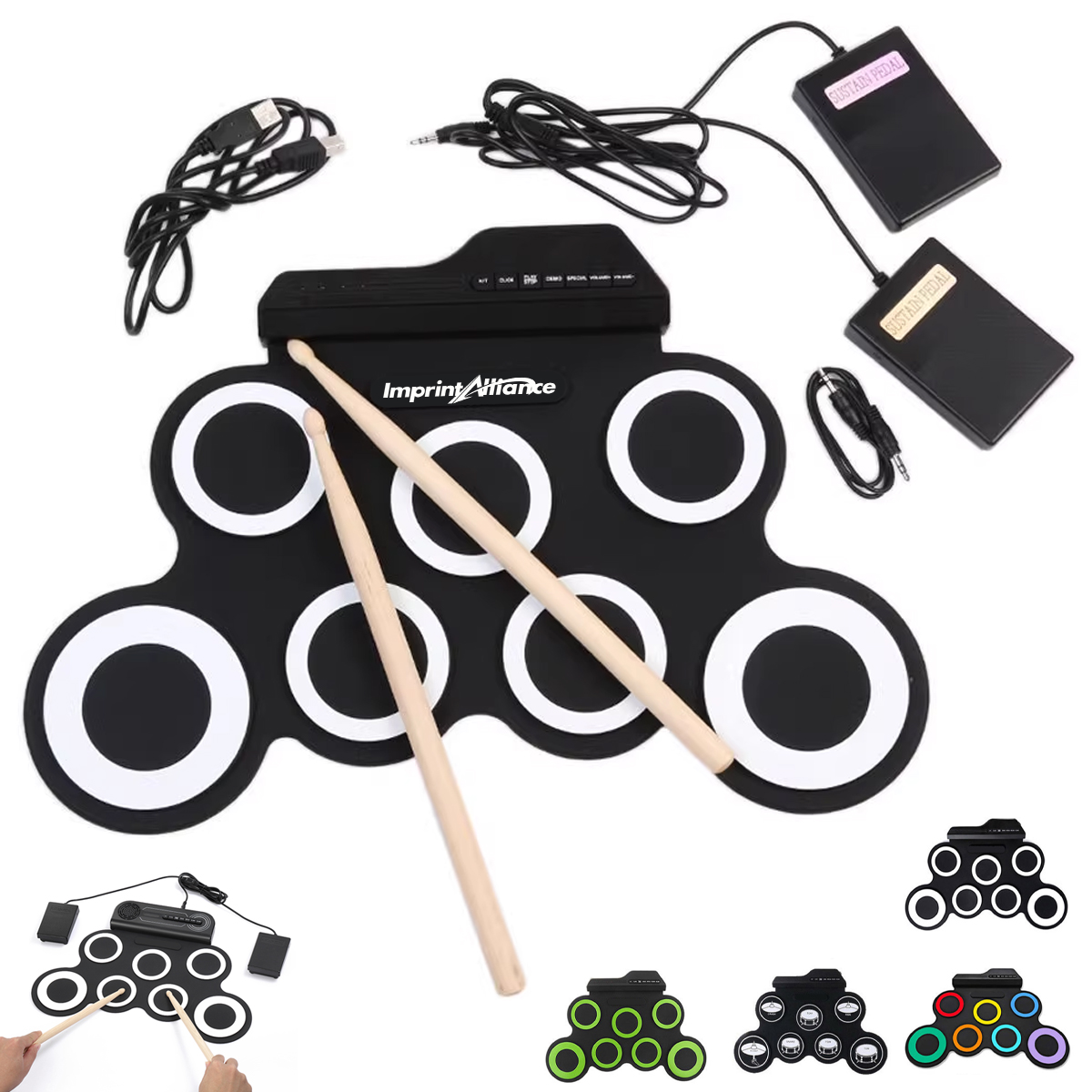 Portable Roll Up Electronic Drum Pad Practice Kit